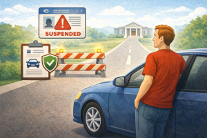 Conceptual image showing SR-22 insurance after a driver’s license suspension