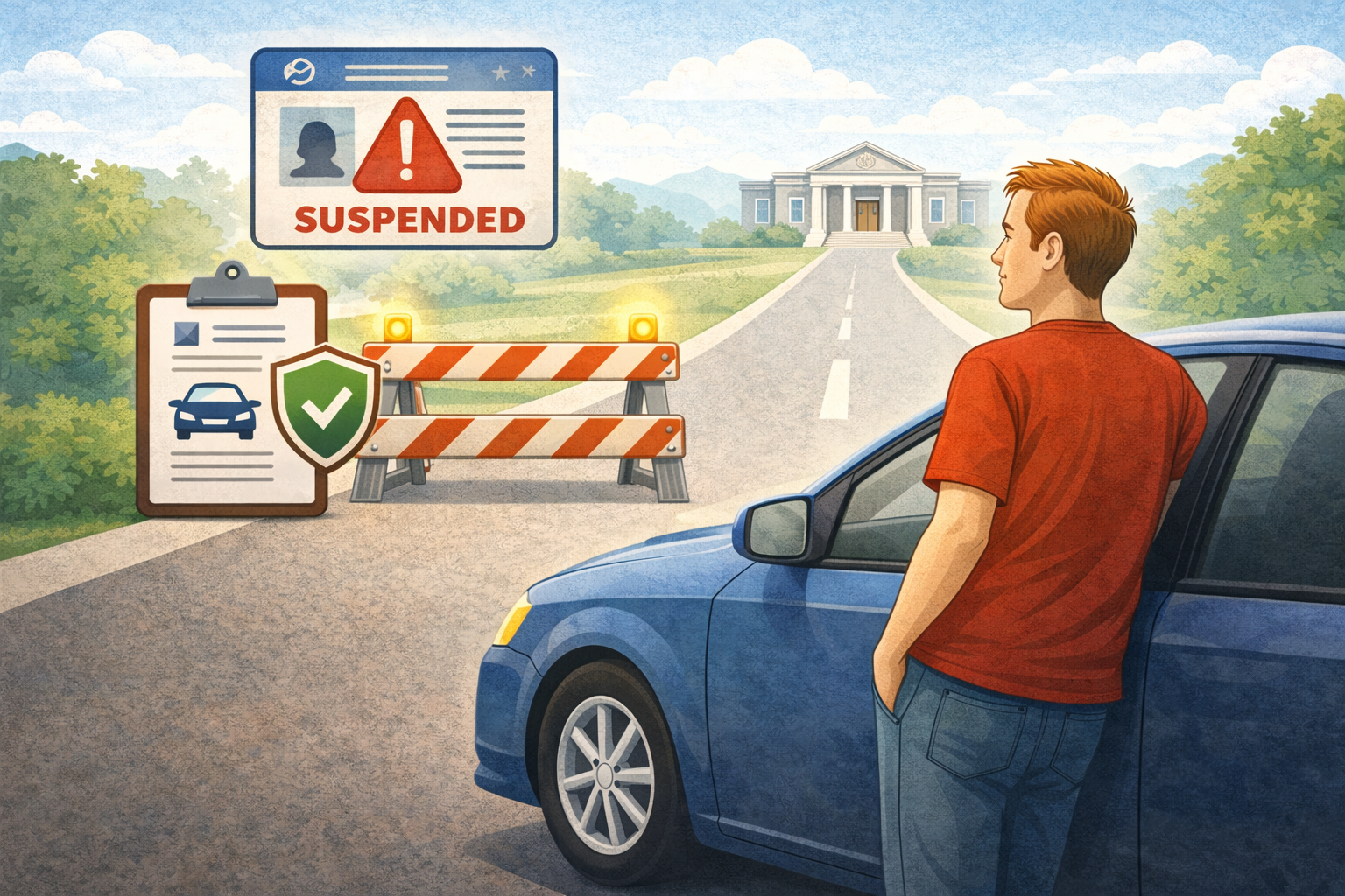Conceptual image showing SR-22 insurance after a driver’s license suspension
